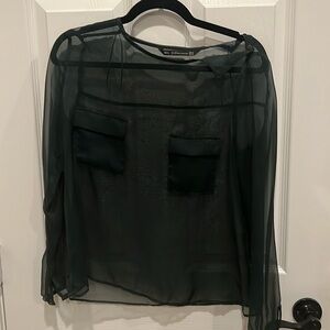 Zara sheer green blouse
